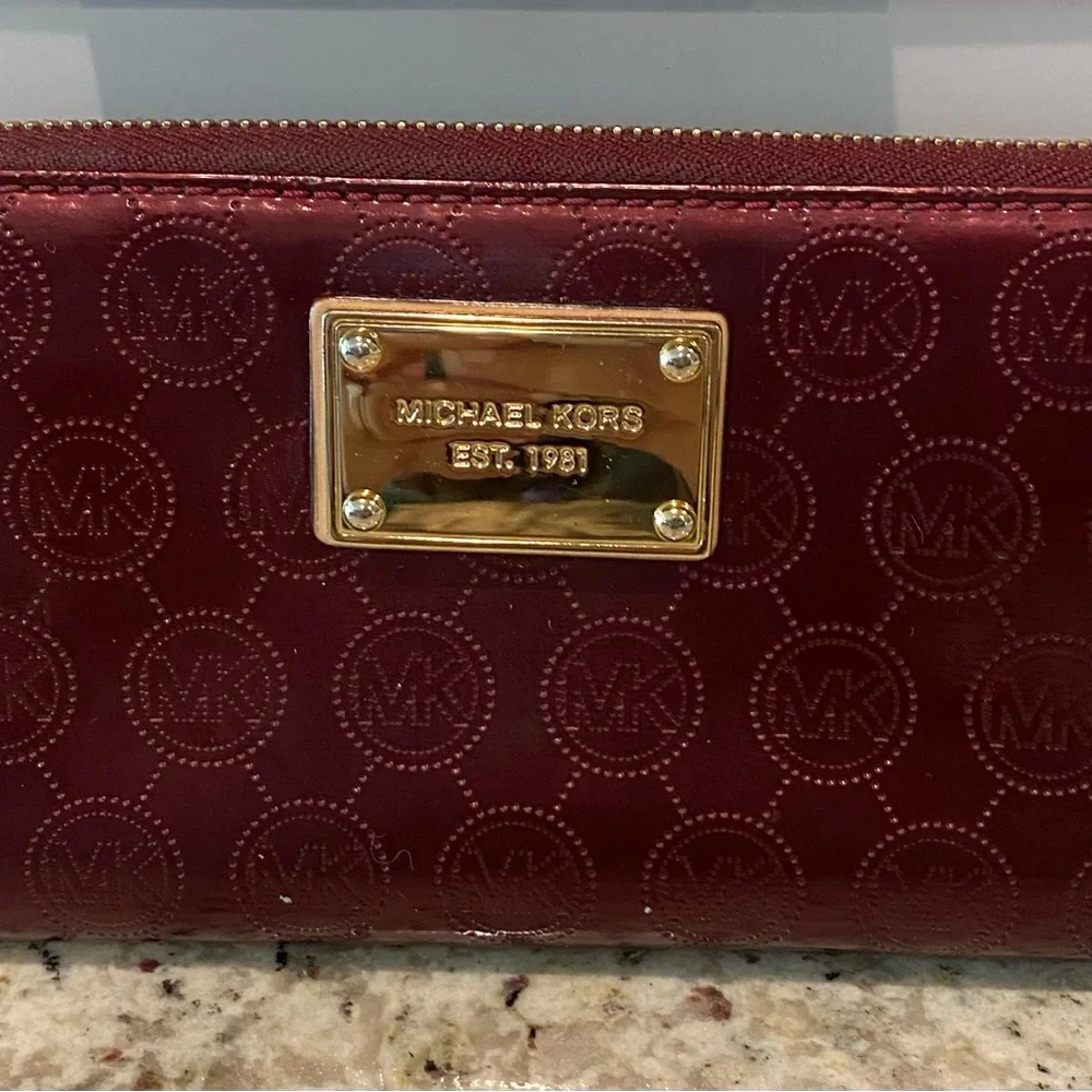 Michael Kors Maroon Wallet with Gold Accents